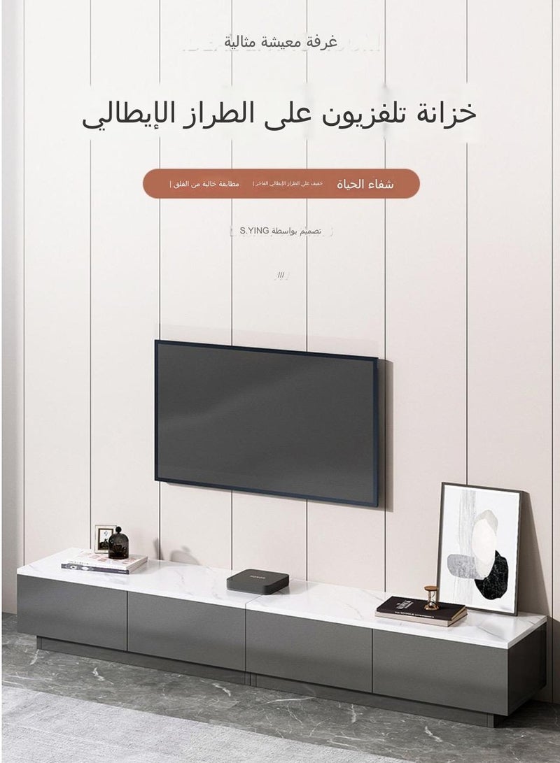 fashionhome Premium Modern Italian Living Room TV Cabinet TV Table 160*30*29cmwith Cabinets and Shelves Grey - Image 3