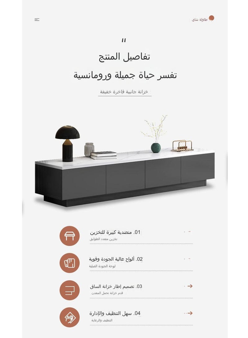 fashionhome Premium Modern Italian Living Room TV Cabinet TV Table 160*30*29cmwith Cabinets and Shelves Grey - Image 4