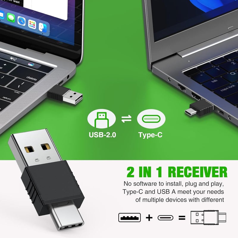 DinoFire USB C Rechargeable Presentation Clicker with Green Light, Remote Clicker for Presentations Wireless Presenter Slide Changer PPT Advancer with Volume Control for Laptop Computer - Image 2