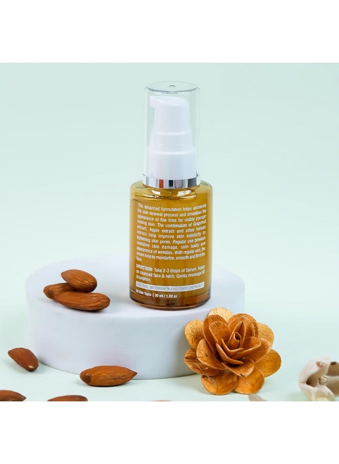OSHEA Herbals - Almondfine Anti Ageing Face Serum For Normal Skin Type Removes Fine Lines & Wrinkles With Skin Hydration Infused With Grapefruit & Apple Extracts 30Ml - Image 1