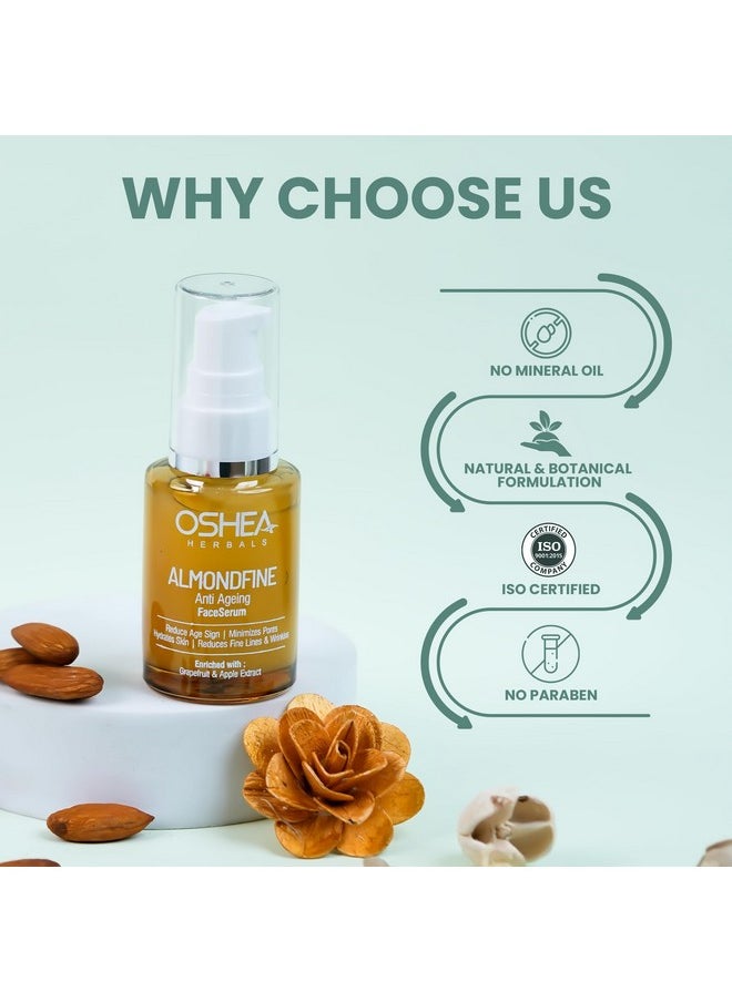 OSHEA Herbals - Almondfine Anti Ageing Face Serum For Normal Skin Type Removes Fine Lines & Wrinkles With Skin Hydration Infused With Grapefruit & Apple Extracts 30Ml - Image 1
