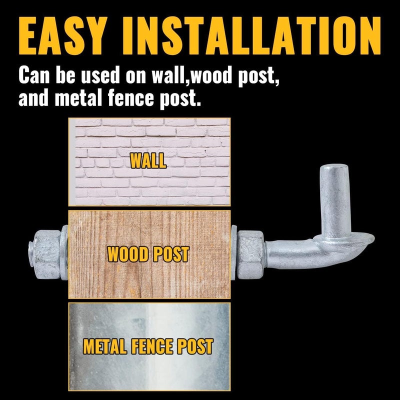 VIVIDA 10" J Bolt Gate Hinge, Chain Link Gate Bolt Hinge with 5/8" Male Pin, Galvanized Steel, Nuts & Washers Included, 1 Pack - Image 4