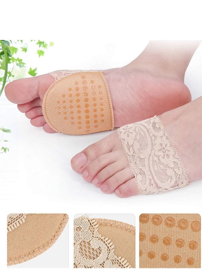 SYOSI Invisible Lace Forefoot Cushion Women Half Size High Heels Anti slip Breathable Sponge Bottom Socks Sweat absorbing Open Toe Sock (3 Pairs Skin Color) - Image 2