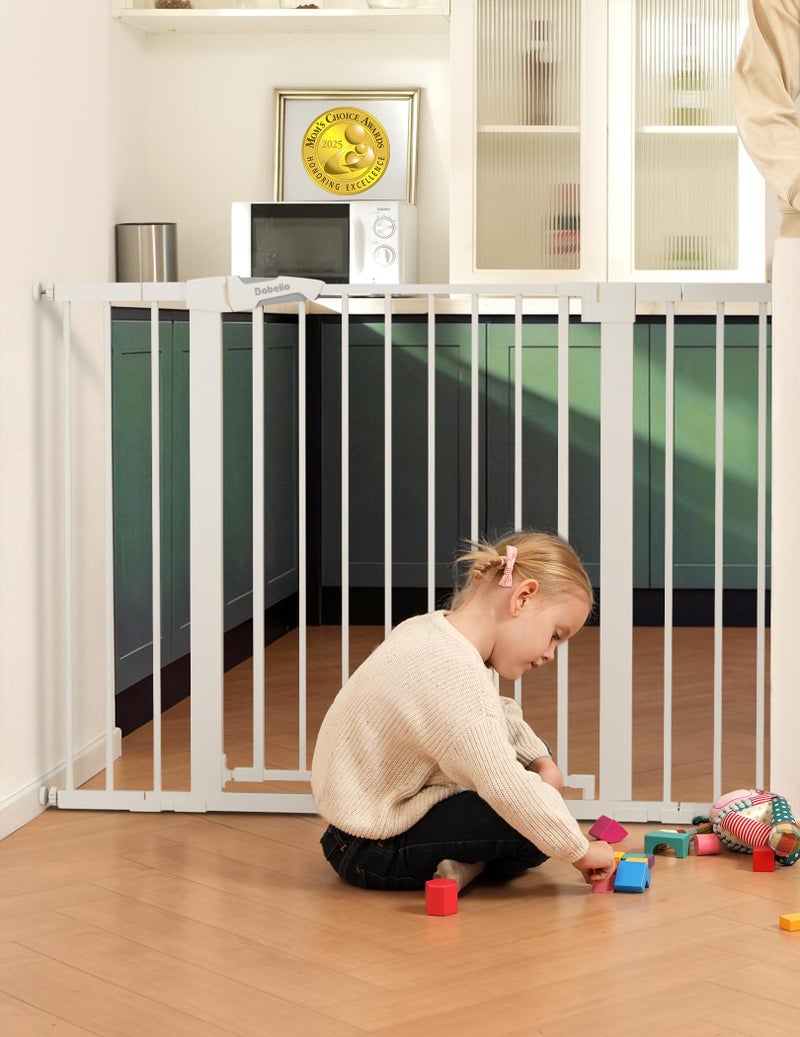 Babelio Baby Gate for Doorways and Stairs, 36â€œ Tall Pet Gate, PressGuard P7 with Auto Close Design, 29"-43" Wide Easy Install Pressure Mounted, Safety Gate Door for Child and Pet, White - Image 1