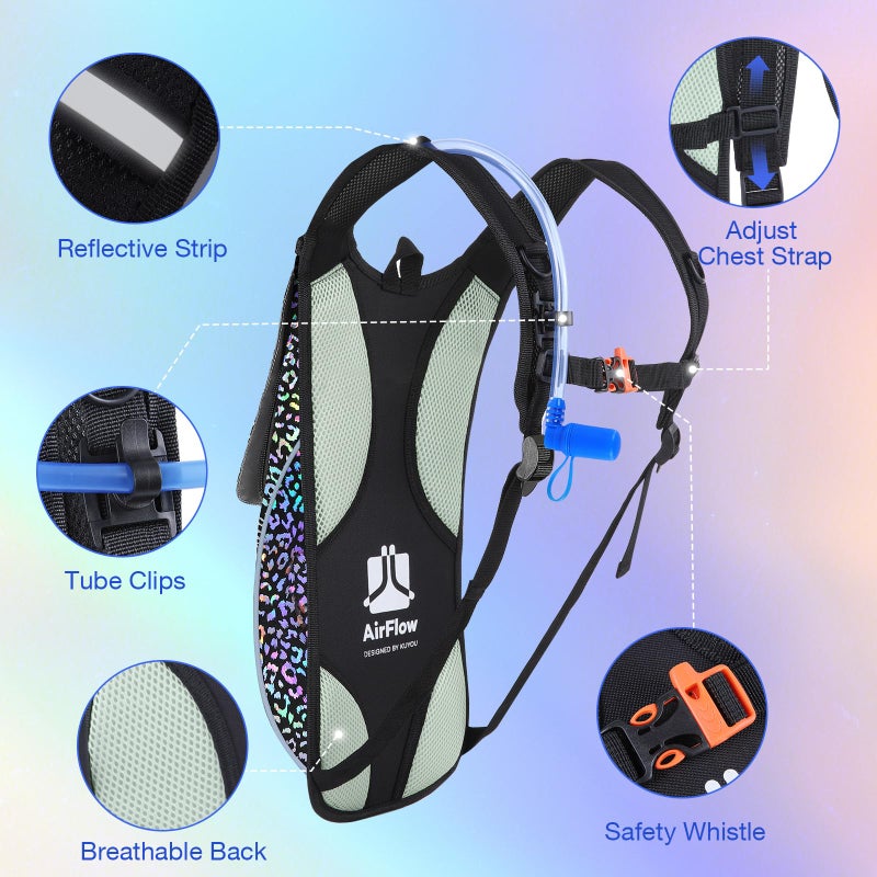 KUYOU Rave Hydration Pack, Hydration Backpack with 2L Hydration Bladder, Festival Essential Water Backpack for Hiking, Running, Cycling, and Music Festivals - Image 4