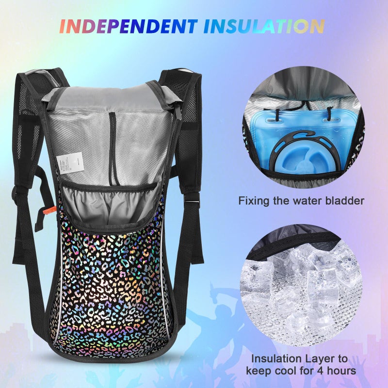 KUYOU Rave Hydration Pack, Hydration Backpack with 2L Hydration Bladder, Festival Essential Water Backpack for Hiking, Running, Cycling, and Music Festivals - Image 3