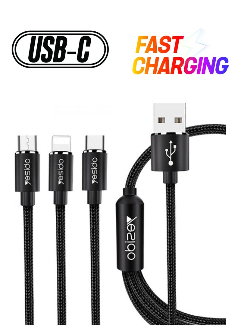 Yesido 3In1 Cable For Lightning & Micro And Type C - Image 1