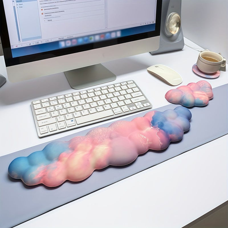 Sky Cloud Rainbow Keyboard Wrist Rest 3pcs Comfort Cushion Non-Slip PU Base - Image 3