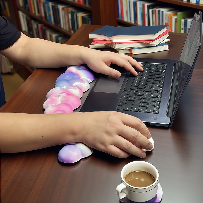 Sky Cloud Rainbow Keyboard Wrist Rest 3pcs Comfort Cushion Non-Slip PU Base - Image 4