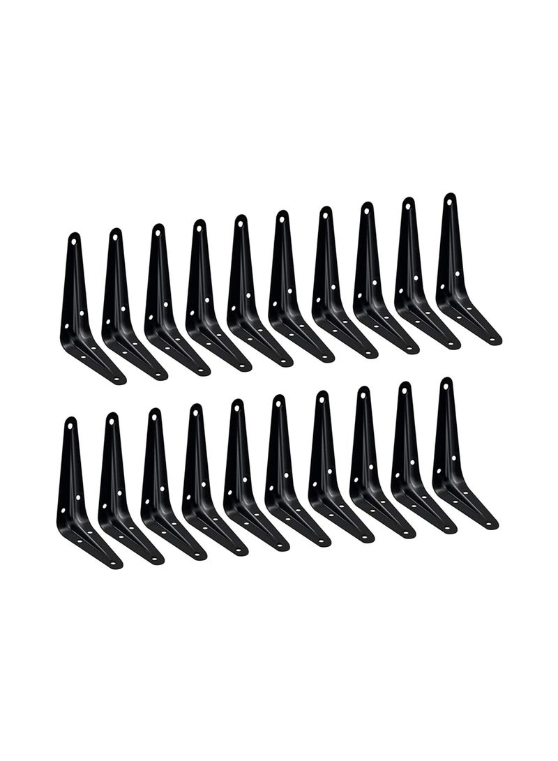 20 Pack Shelf Brackets, SYOSI Heavy Duty Black Metal Floating Shelf Bracket, Rustic Farmhouse Decorative Iron Bracket - Image 1