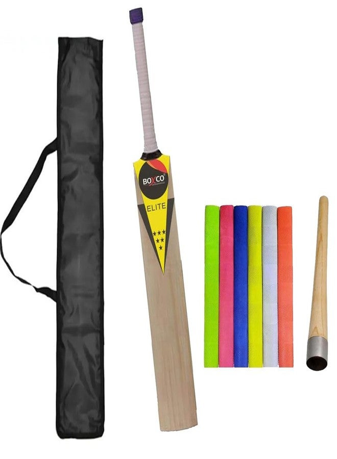 Boxco Elite Full Size Cricket Bat for Tennis Ball Lightweight Durable Bat with 6 Multicolour Anti-Slip Handle Grips and Grip Cone for Practice Training Perfect for Practice, Training & Matches - Image 2