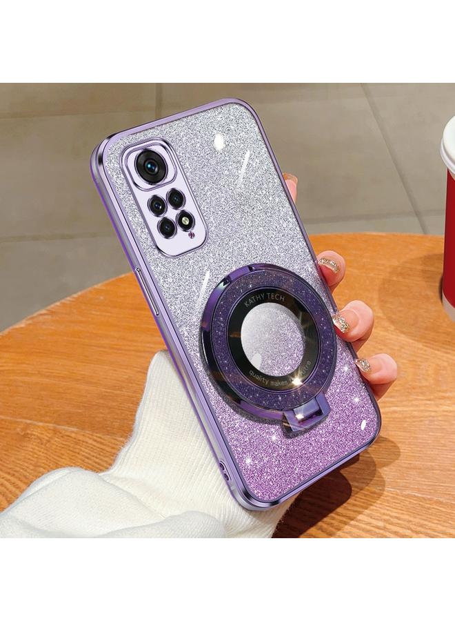 S-TOP Case For Redmi Note 11S Plated Gradient Glitter Round Holder TPU Phone Case - Image 1