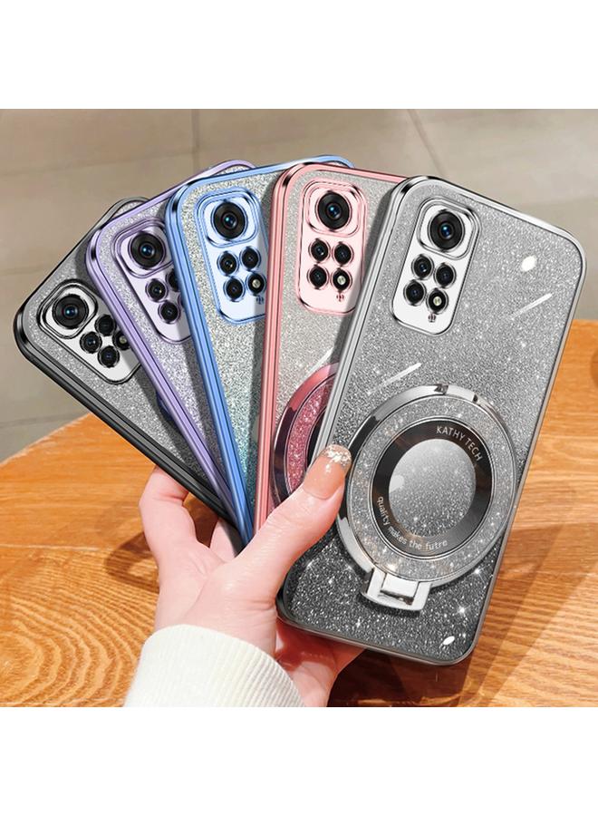 S-TOP Case For Redmi Note 11S Plated Gradient Glitter Round Holder TPU Phone Case - Image 2