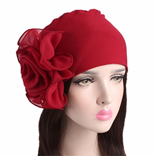 Qhome cap Qhome Women King Size Flower Stretchy Beanie Turban Bonnet Chemo Cap for Cancer Patients Ladies Bandanas African Head Wrap Black - Image 2