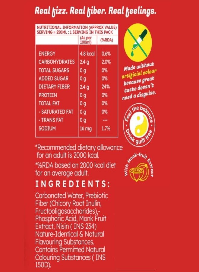 Bubz Classic Cola Prebiotic Soda | 6g Prebiotic Fiber | 0g Added Sugar | Naturally Sweetened by Monk Fruit | 12 Kcal Per Can Only | Pack of 6 (250ml) - Image 5