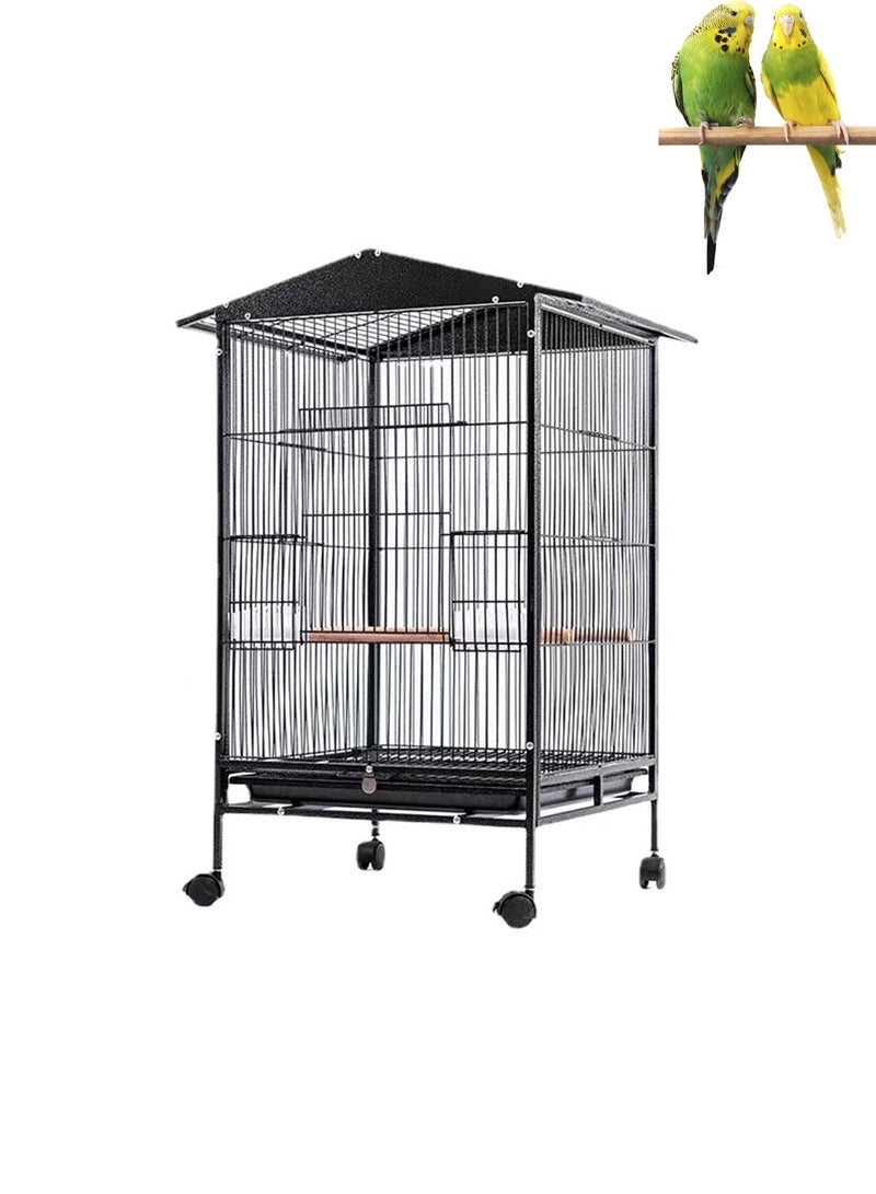 Kidle 33 Inch Thick And Sturdy Wire Bird Cage Open-Top Parrot Cage with Rolling Stand for Parakeets Cockatiels Budgies Parrotlets Lovebirds Canary Small-Sized Birds Parrots 84*45*45cm - Image 1