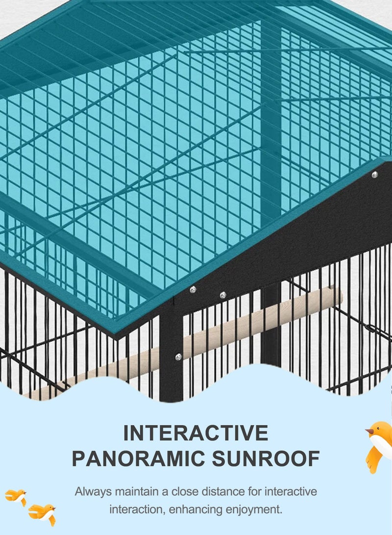 Kidle 33 Inch Thick And Sturdy Wire Bird Cage Open-Top Parrot Cage with Rolling Stand for Parakeets Cockatiels Budgies Parrotlets Lovebirds Canary Small-Sized Birds Parrots 84*45*45cm - Image 2