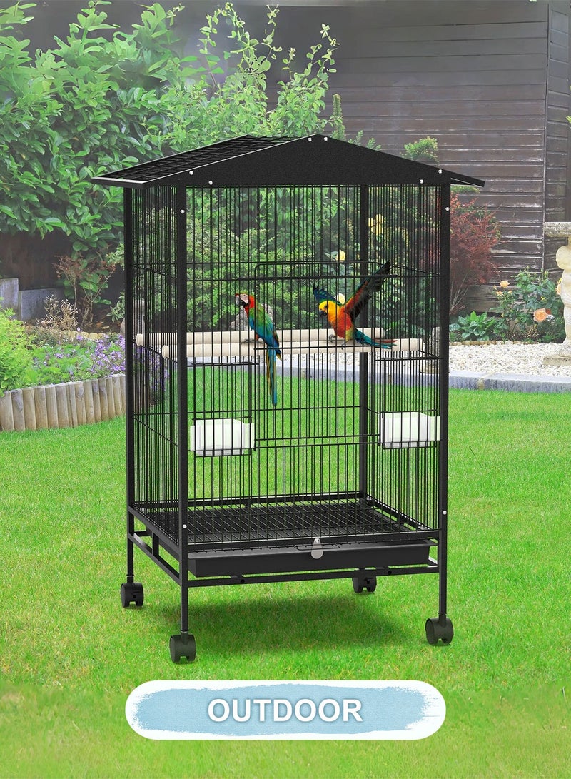 Kidle 33 Inch Thick And Sturdy Wire Bird Cage Open-Top Parrot Cage with Rolling Stand for Parakeets Cockatiels Budgies Parrotlets Lovebirds Canary Small-Sized Birds Parrots 84*45*45cm - Image 5