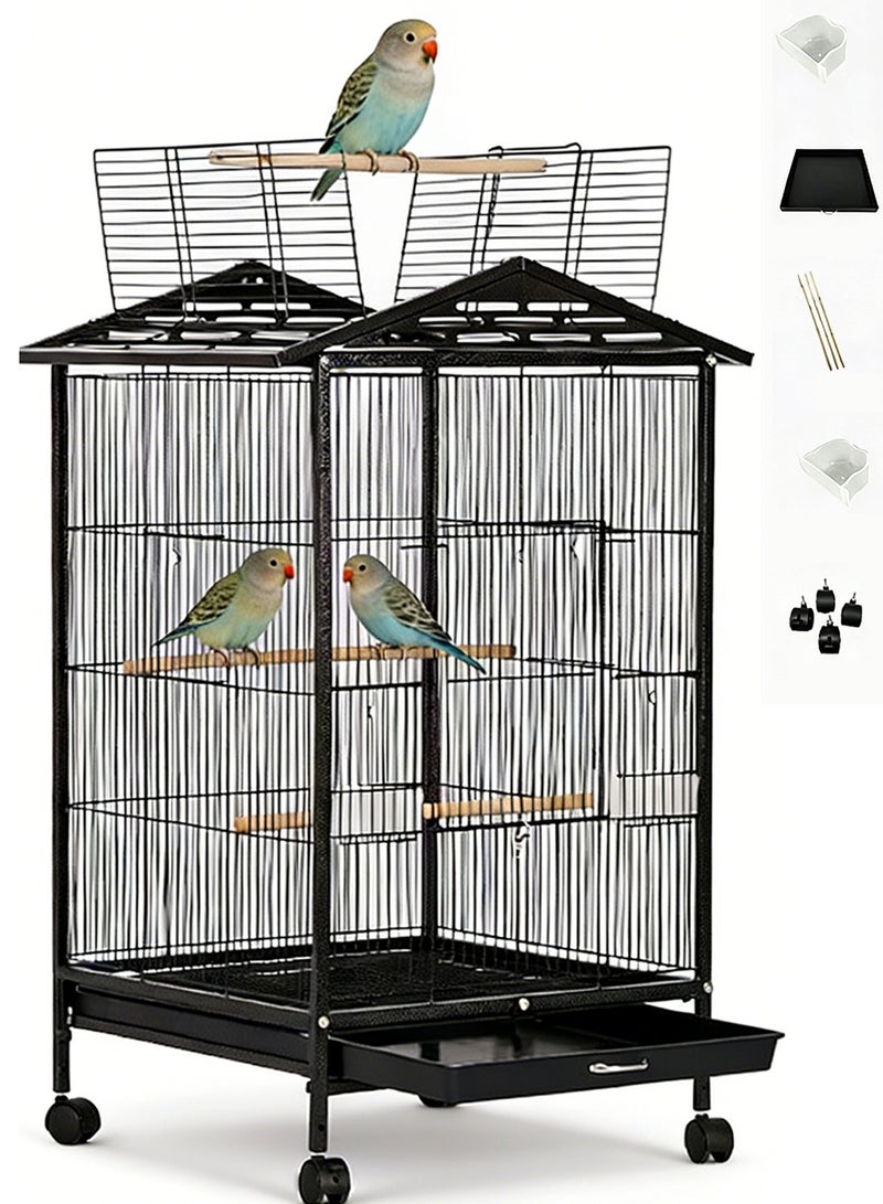 Kidle 33 Inch Thick And Sturdy Wire Bird Cage Open-Top Parrot Cage with Rolling Stand for Parakeets Cockatiels Budgies Parrotlets Lovebirds Canary Small-Sized Birds Parrots 84*45*45cm - Image 1