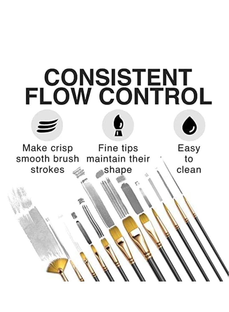 O8.design,Artist Paint Brushes Set,12 Pcs Drawing Brushes for Watercolor Acrylic Painting Nail Art, Body Painting, Face Paint, Rock, Gouache Oil Paint & Fabric Paint with Paint Palette Great For Kids and Adults - Image 3