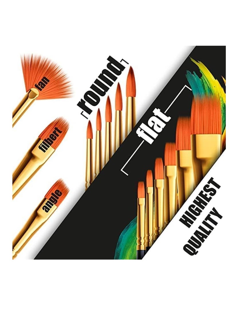 O8.design,Artist Paint Brushes Set,12 Pcs Drawing Brushes for Watercolor Acrylic Painting Nail Art, Body Painting, Face Paint, Rock, Gouache Oil Paint & Fabric Paint with Paint Palette Great For Kids and Adults - Image 5