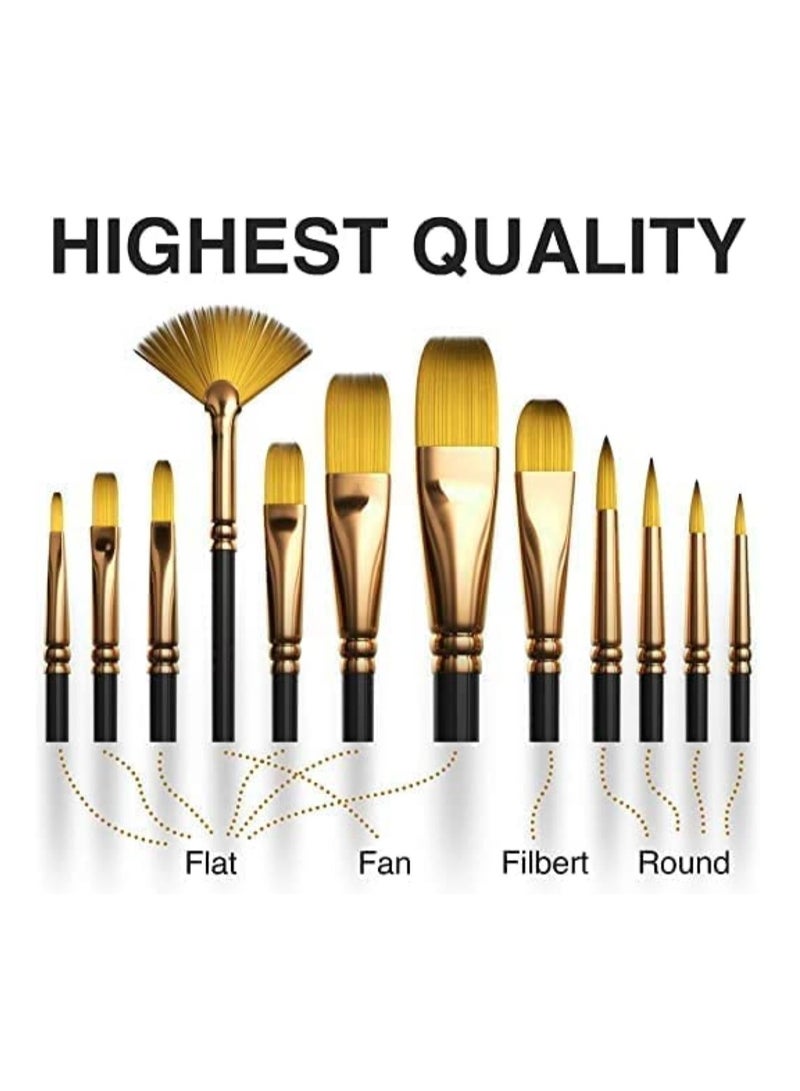 O8.design,Artist Paint Brushes Set,12 Pcs Drawing Brushes for Watercolor Acrylic Painting Nail Art, Body Painting, Face Paint, Rock, Gouache Oil Paint & Fabric Paint with Paint Palette Great For Kids and Adults - Image 2