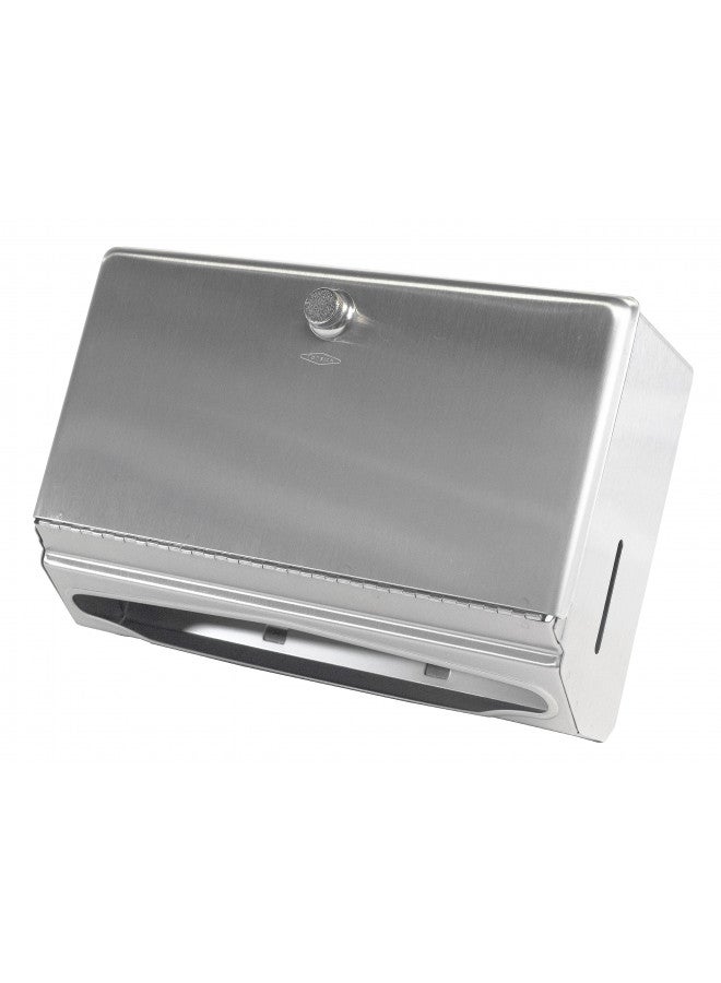 Bobrick BOBRICK 2621 ClassicSeries Stainless Steel Surface-Mounted Paper Towel Dispenser, Satin Finish, Knob-Latch, 4" Length, 7-1/8" Height, 10-3/4" Width  - Image 2