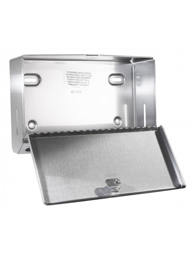 Bobrick BOBRICK 2621 ClassicSeries Stainless Steel Surface-Mounted Paper Towel Dispenser, Satin Finish, Knob-Latch, 4" Length, 7-1/8" Height, 10-3/4" Width  - Image 3
