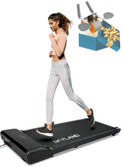 Sky Land Compact Walking Pad Treadmill for Home & Office | Ultra Slim, Portable, Bluetooth, Remote Control, LED Display, Quiet Running Machines + Free Ab Roller with Automatic Rebound & Elbow Support – Core Strength Trainer  - Image 1