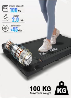 Sky Land Compact Walking Pad Treadmill for Home & Office | Ultra Slim, Portable, Bluetooth, Remote Control, LED Display, Quiet Running Machines + Free Ab Roller with Automatic Rebound & Elbow Support – Core Strength Trainer  - Image 2