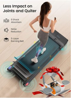 Sky Land Compact Walking Pad Treadmill for Home & Office | Ultra Slim, Portable, Bluetooth, Remote Control, LED Display, Quiet Running Machines + Free Ab Roller with Automatic Rebound & Elbow Support – Core Strength Trainer  - Image 3