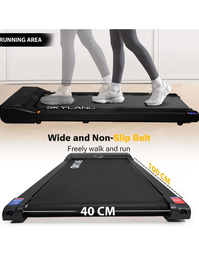 Sky Land - Compact Walking Pad Treadmill for Home & Office | Ultra Slim, Portable, Bluetooth, Remote Control, LED Display, Quiet Running Machines + Free Ab Roller with Automatic Rebound & Elbow Support – Core Strength Trainer - Image 1
