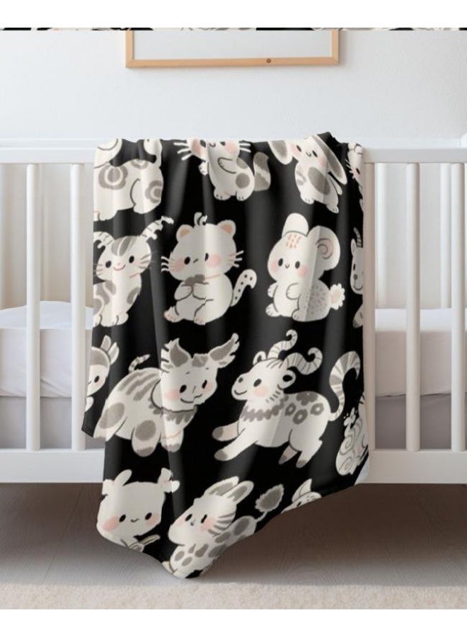 عام بطانية رقيقة من الفانيلا الكرتونية للأطفال أو الطلاب (دافئة ومريحة ومناسبة للنوم والألعاب) 100 سم * 150 سم - 1092 - Image 5