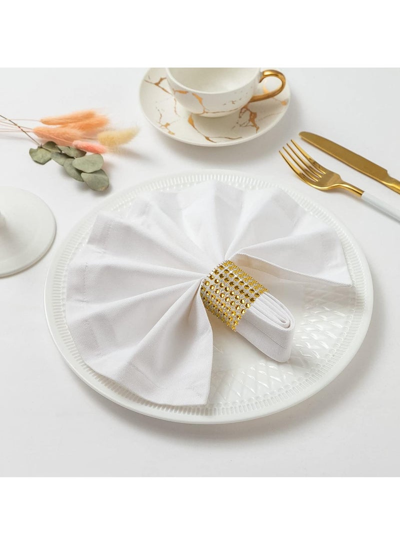RTYY عبوة من ٢٠ حلقة مناديل، حلقات مناديل ذهبية، حلقات بلاستيكية مزخرفة بشريط فيلكرو على شكل ماسة، حاملات مناديل ذهبية، لفافات مناديل، مثالية لحفلات الذكرى السنوية، وأعياد الميلاد، والحفلات، وحفلات الزفاف، وحفلات العشاء. - Image 2