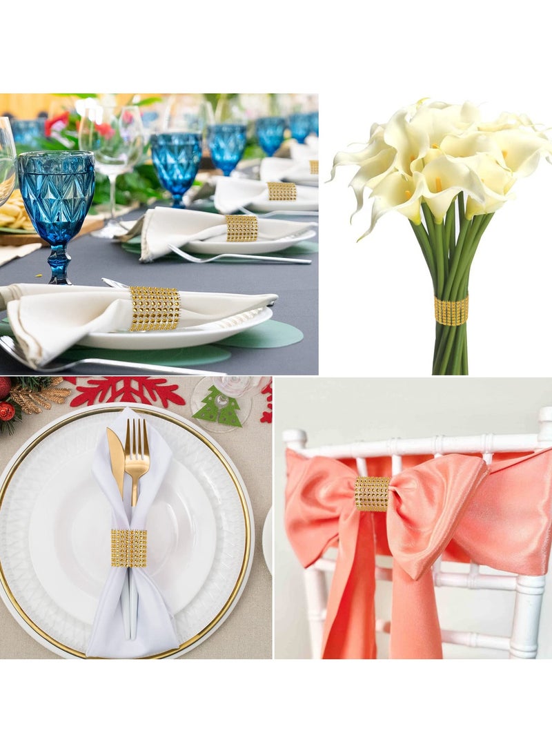 RTYY عبوة من ٢٠ حلقة مناديل، حلقات مناديل ذهبية، حلقات بلاستيكية مزخرفة بشريط فيلكرو على شكل ماسة، حاملات مناديل ذهبية، لفافات مناديل، مثالية لحفلات الذكرى السنوية، وأعياد الميلاد، والحفلات، وحفلات الزفاف، وحفلات العشاء. - Image 3