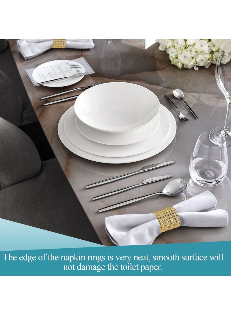 RTYY عبوة من ٢٠ حلقة مناديل، حلقات مناديل ذهبية، حلقات بلاستيكية مزخرفة بشريط فيلكرو على شكل ماسة، حاملات مناديل ذهبية، لفافات مناديل، مثالية لحفلات الذكرى السنوية، وأعياد الميلاد، والحفلات، وحفلات الزفاف، وحفلات العشاء. - Image 4