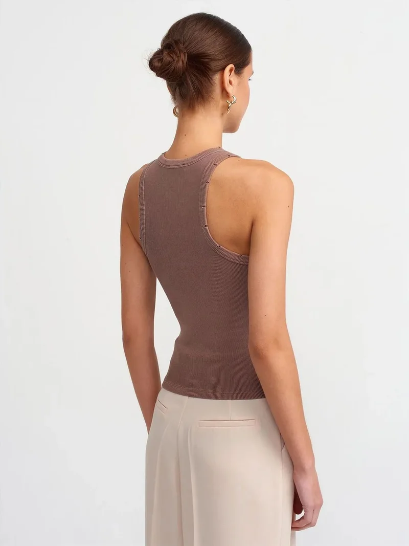 ديلفين Dilvin Sleeveless Ribbed Knit Blouse