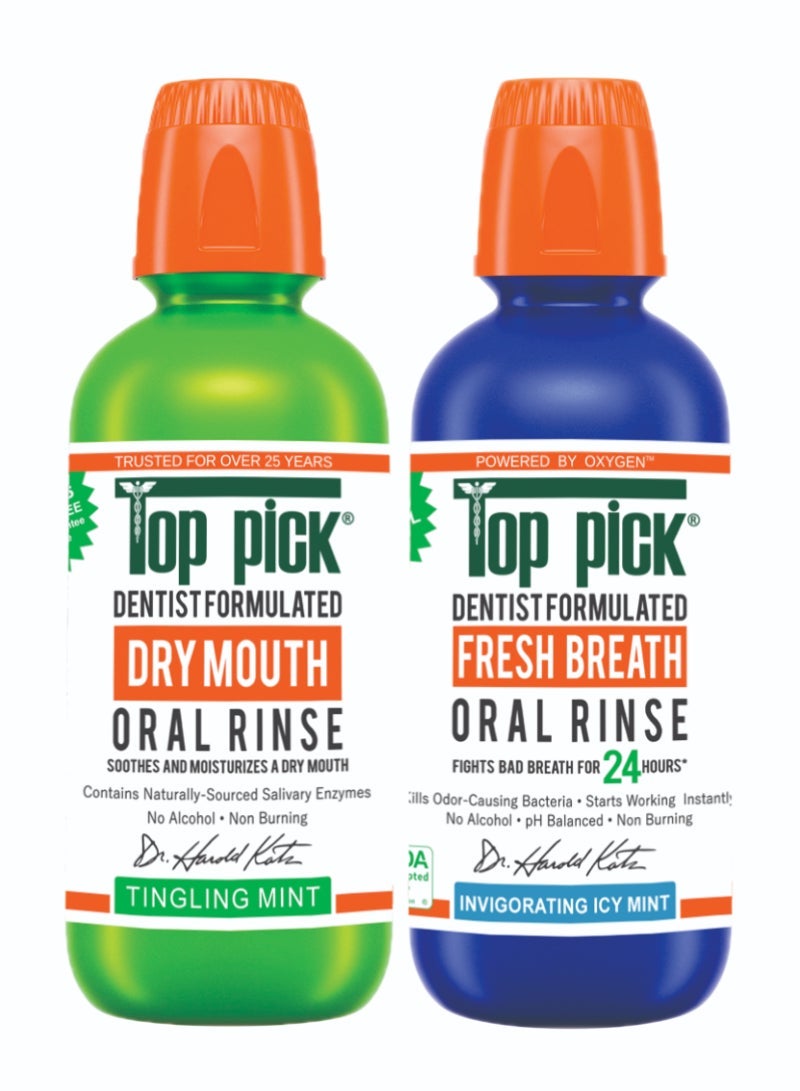 Tingling Mint Plus Clean Mint Dry Mouth Rinse – Dentist Formulated, Combo Pack Fo 2 for Quick Relief & Freshness