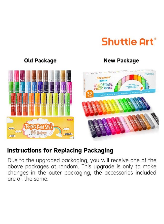 Shuttle Art Tempera Paint Sticks, 32 Colors Solid Tempera Paint for Kids, Super Quick Drying, No-Toxic, Works Great on Paper Wood Glass Ceramic Canvas - Image 3