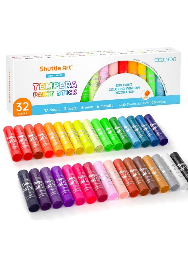 Shuttle Art Tempera Paint Sticks, 32 Colors Solid Tempera Paint for Kids, Super Quick Drying, No-Toxic, Works Great on Paper Wood Glass Ceramic Canvas - Image 1