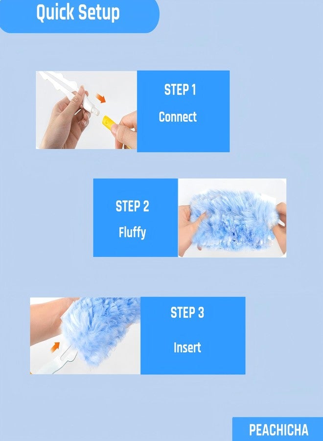 PEACHICHA 360 Degree Dusters Refills,Heavy Duty Duster Refills, Disposable Replacement Head for Cleaning, Multi Surface Refills, 30 Count Blue - Image 4