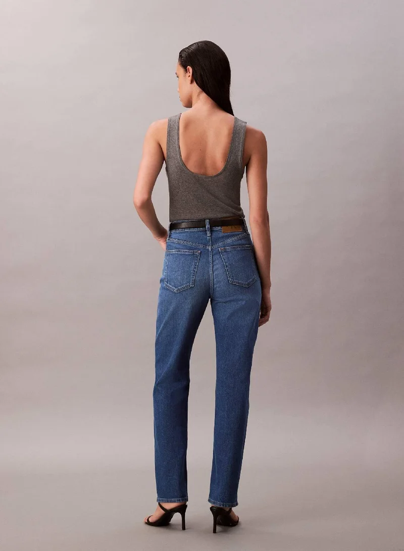 Calvin Klein Jeans INDIGO CHANNEL High Rise Straight Jeans for Women | Best Price UAE