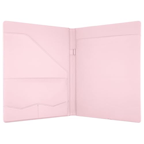MOWPOG Professional Padfolio Portfolio Binder, Faux Leather Interview Resume Folder, Letter Size A4 Legal Writing Pad Holder, Document Organizer for Business School Office Conference (Pink) - Image 2