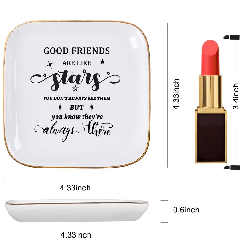 COZITED Friend Gifts for Women Trinket Dish Jewelry Tray - Good Friends are Like Star...They're Always There, Unique Friendship Gifts for Women Best Friends Birthday Christmas Valentine Mother's Day - Image 5