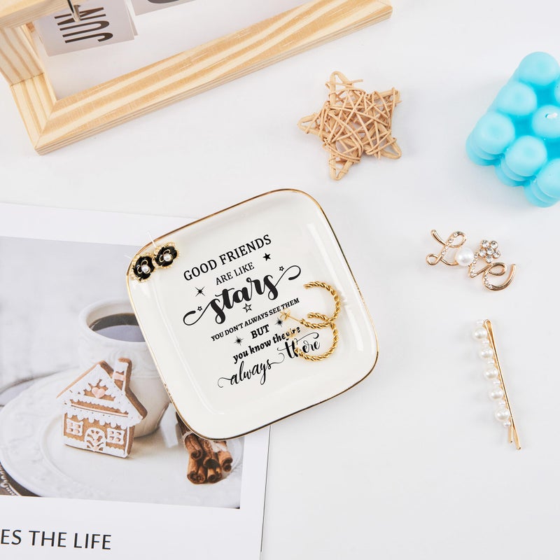 COZITED Friend Gifts for Women Trinket Dish Jewelry Tray - Good Friends are Like Star...They're Always There, Unique Friendship Gifts for Women Best Friends Birthday Christmas Valentine Mother's Day - Image 2
