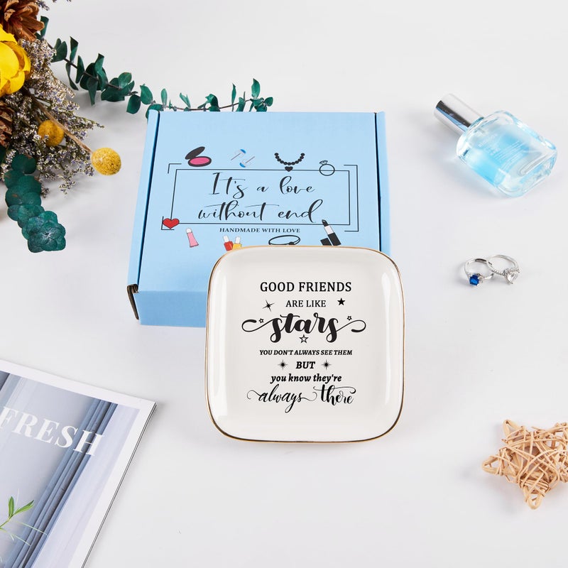 COZITED Friend Gifts for Women Trinket Dish Jewelry Tray - Good Friends are Like Star...They're Always There, Unique Friendship Gifts for Women Best Friends Birthday Christmas Valentine Mother's Day - Image 3