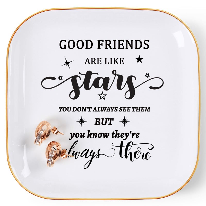 COZITED Friend Gifts for Women Trinket Dish Jewelry Tray - Good Friends are Like Star...They're Always There, Unique Friendship Gifts for Women Best Friends Birthday Christmas Valentine Mother's Day - Image 1