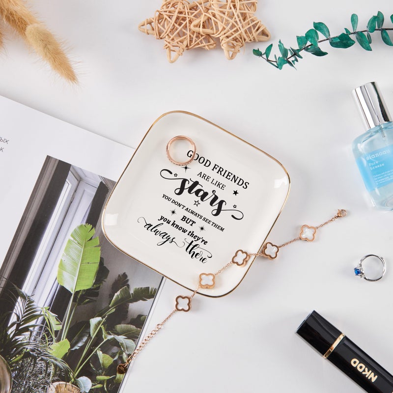 COZITED Friend Gifts for Women Trinket Dish Jewelry Tray - Good Friends are Like Star...They're Always There, Unique Friendship Gifts for Women Best Friends Birthday Christmas Valentine Mother's Day - Image 4