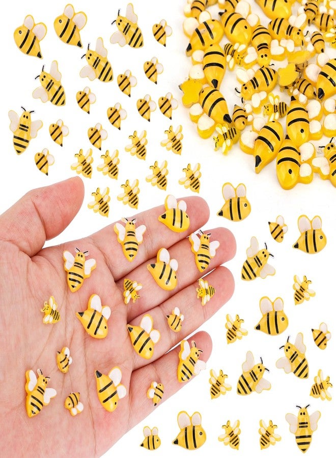 lasuroa 100pcs Mini Resin Honey Bees for Crafting, 4 Design Tiny Resin Bees Small Decorative Honeybee Decorations for DIY Birthday Animal Party Table Decoration - Image 1