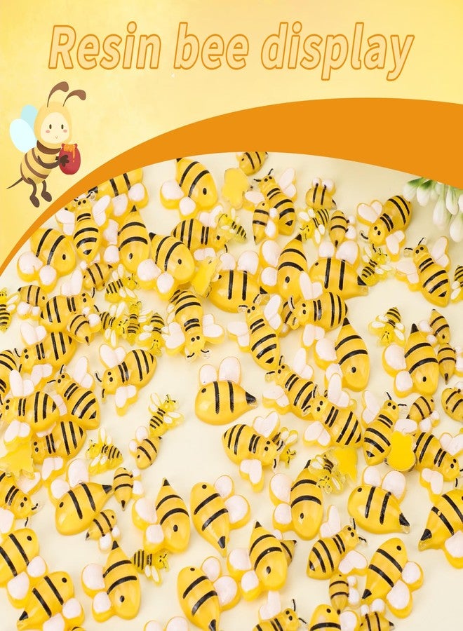lasuroa 100pcs Mini Resin Honey Bees for Crafting, 4 Design Tiny Resin Bees Small Decorative Honeybee Decorations for DIY Birthday Animal Party Table Decoration - Image 3